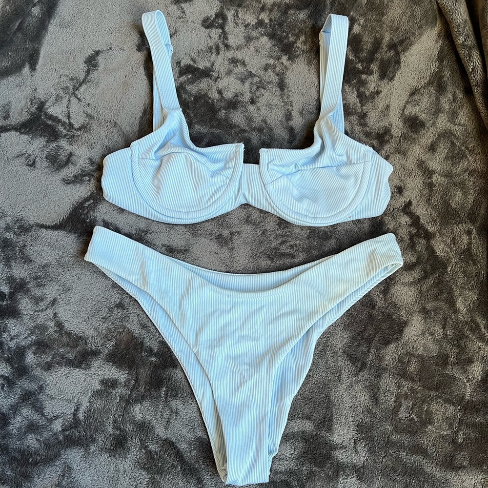 Light Blue Ribbed ASOS Bikini Set